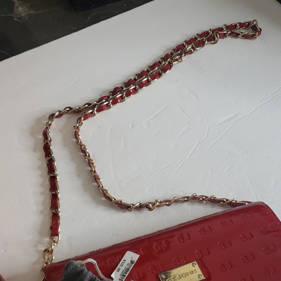 St. John Red Vinyl Leather Crossbody Bag - Picture 3 of 12